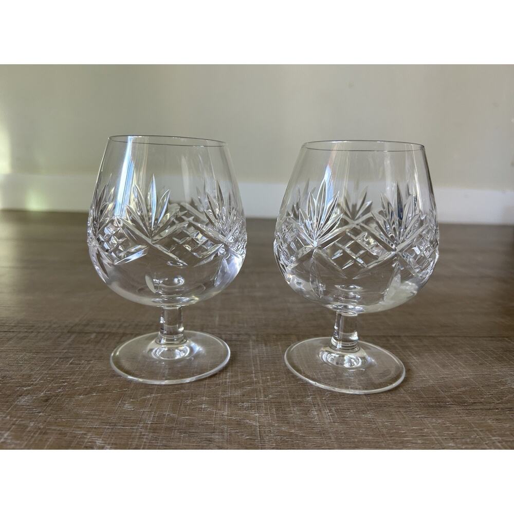 Vintage Tiffany & Co Crystal Newport Brandy Cognac Snifters 5” PAIR Etched